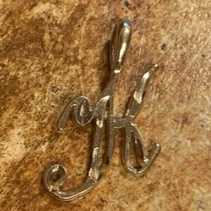 Diamond Cut Gold Plated Letter "K" Pendant 1 Inch